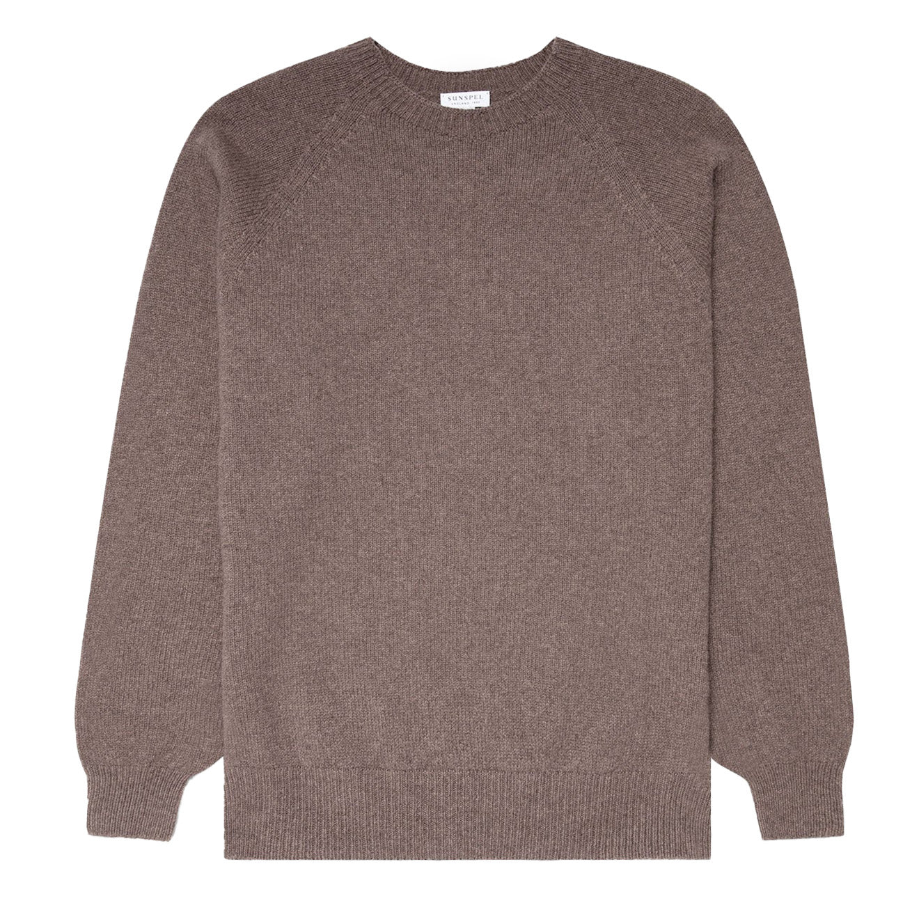 Sunspel Lambswool Crew Neck Knit Cedar