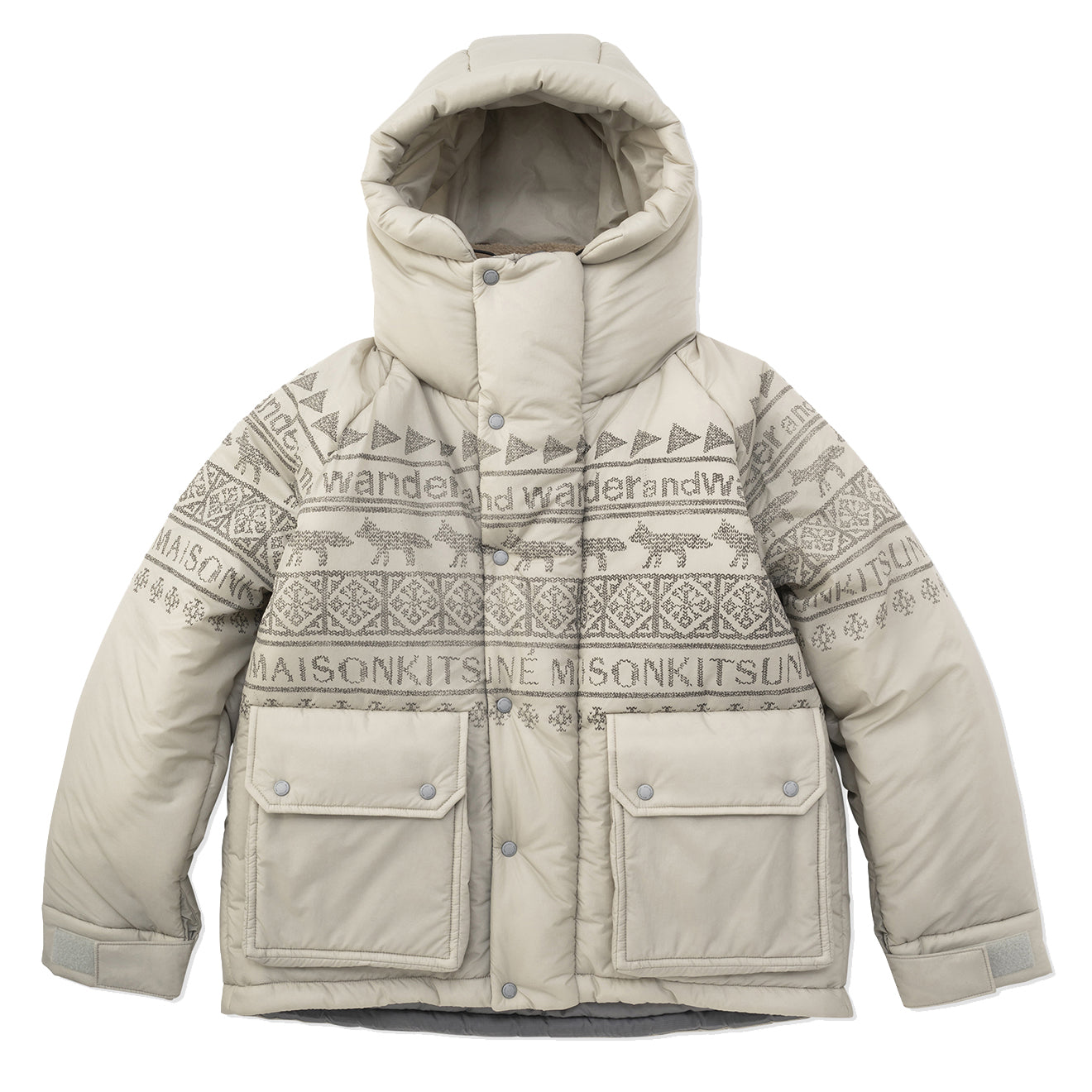 And Wander x Maison Kitsune Nordic Border Insulation Jacket Beige 