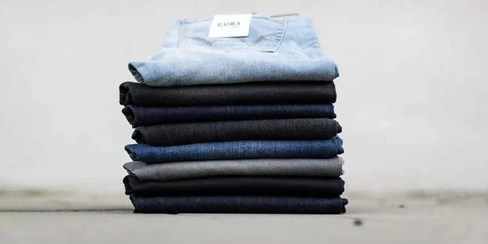 A Pile of Folded Edwin Jeans