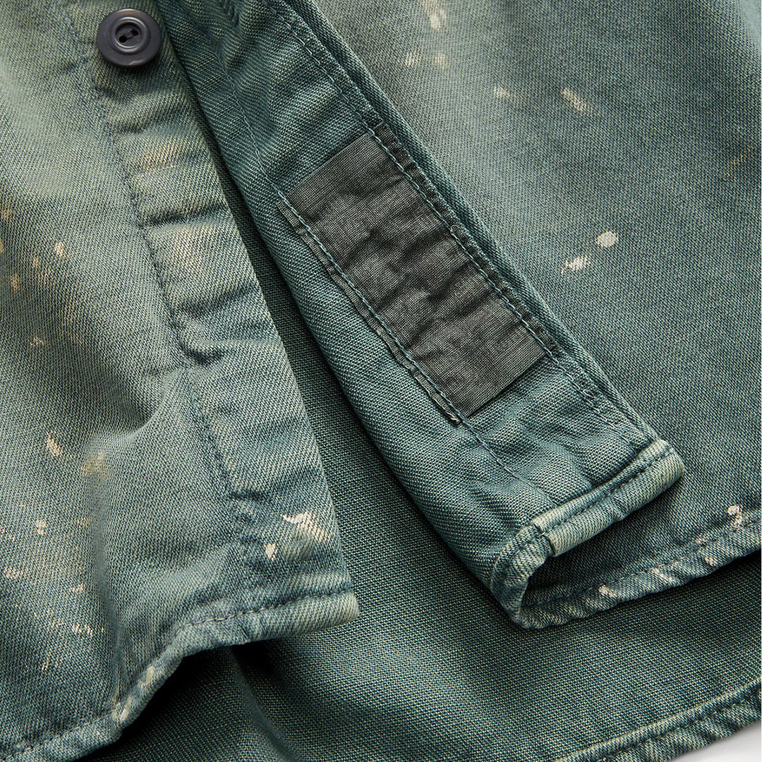 RRL by Ralph Lauren Distressed Twill Workshirt Service Green