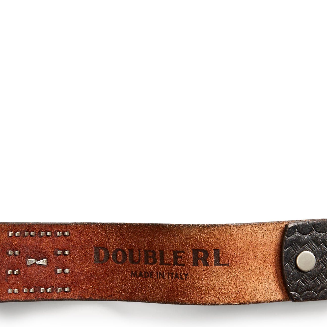 Brand R R On Belt RRL by Ralph Lauren Studded Leather Belt Black Over Brown | Yards Store