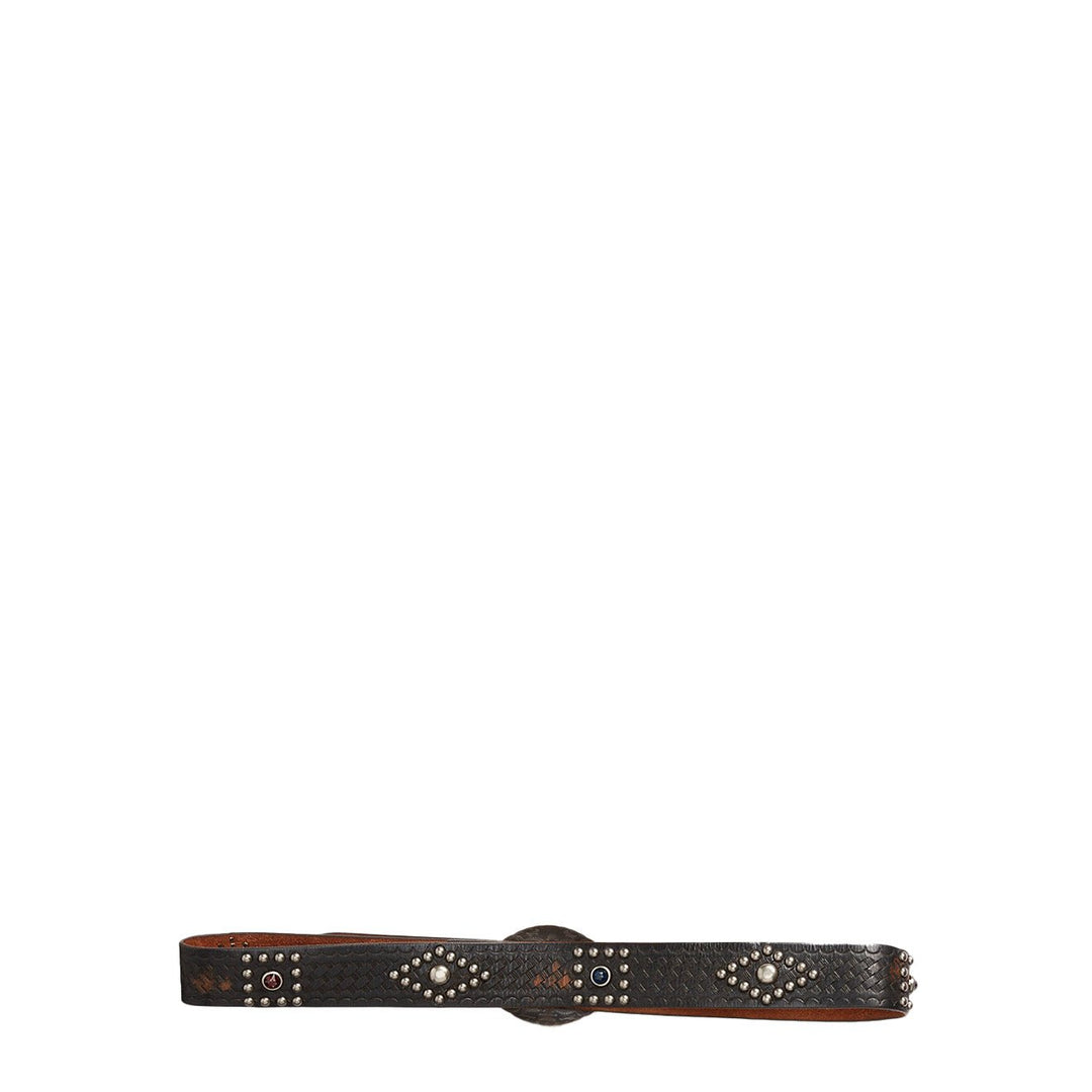 RRL by Ralph Lauren Studded Leather Belt Black Over Brown  display picture 1