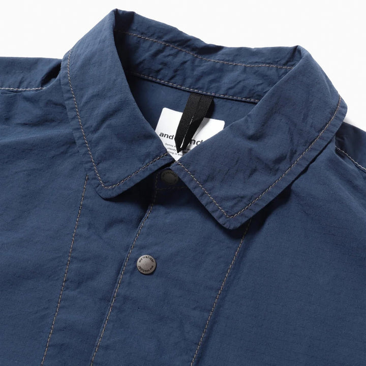 And Wander Cordura Cotton Rip Shirt Jacket Blue | Yards Store