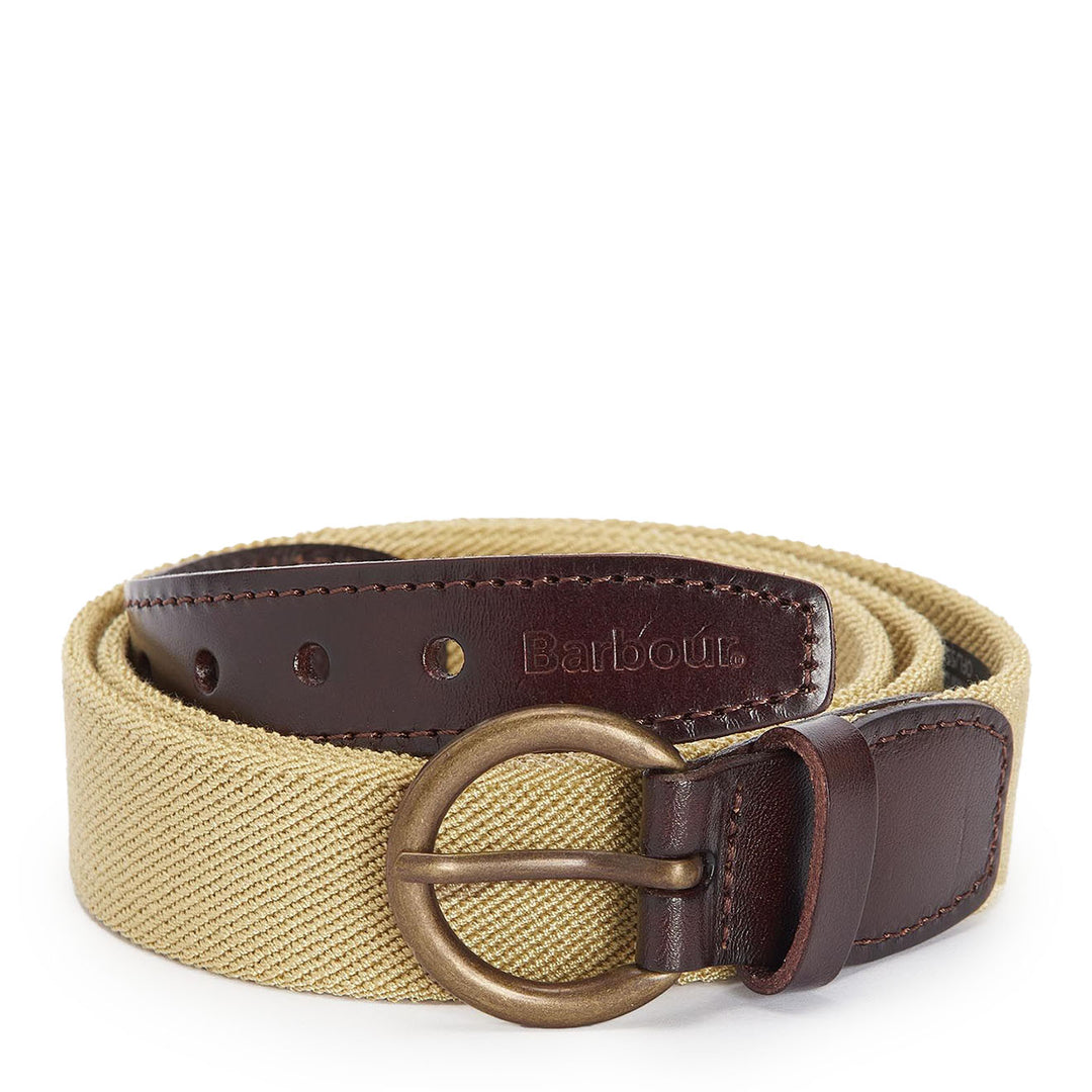Barbour Leather Webbed Belt Sand Menswear Yards Store