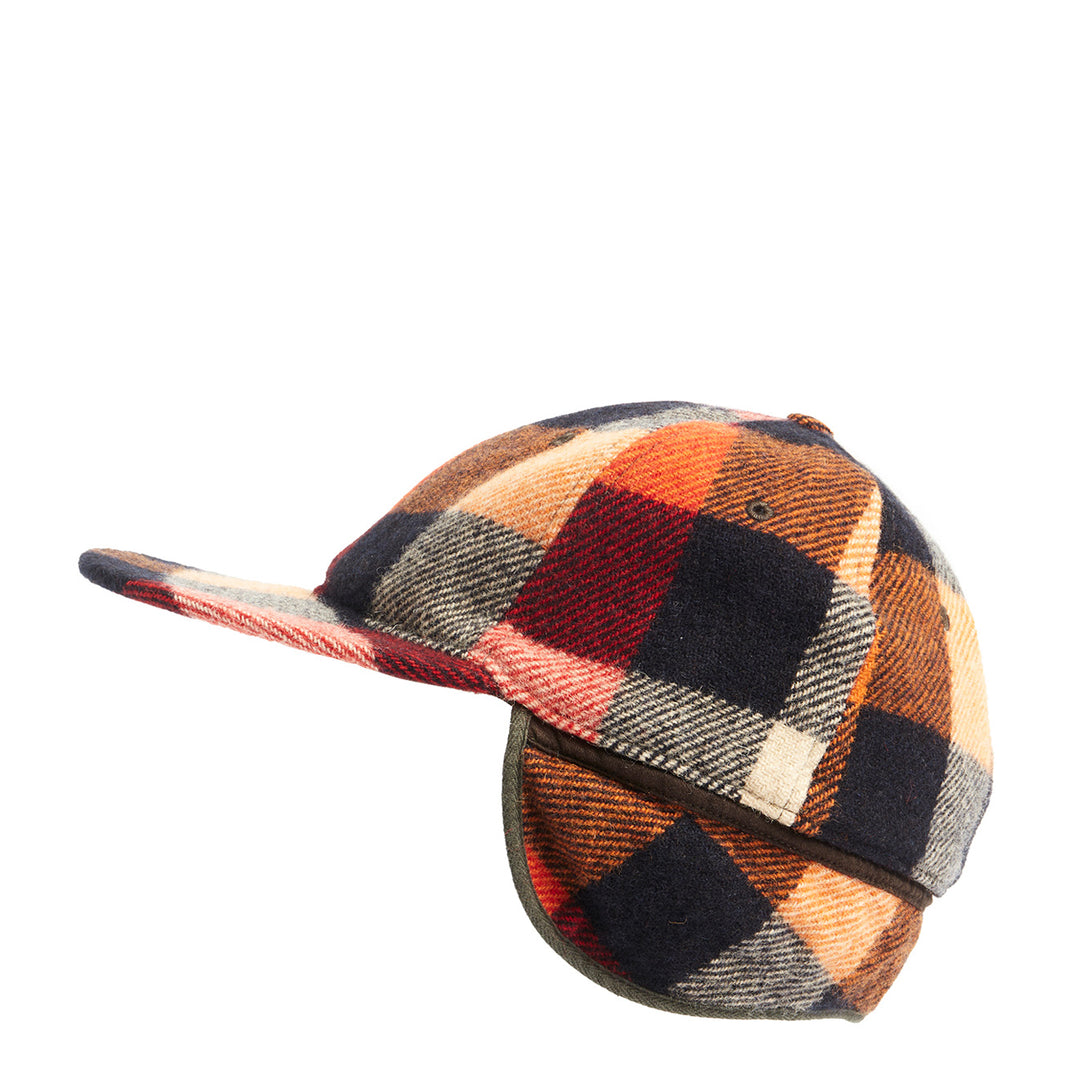 RRL by Ralph Lauren Plaid Wool Earflap Cap Orange Multi Menswear Yards Store