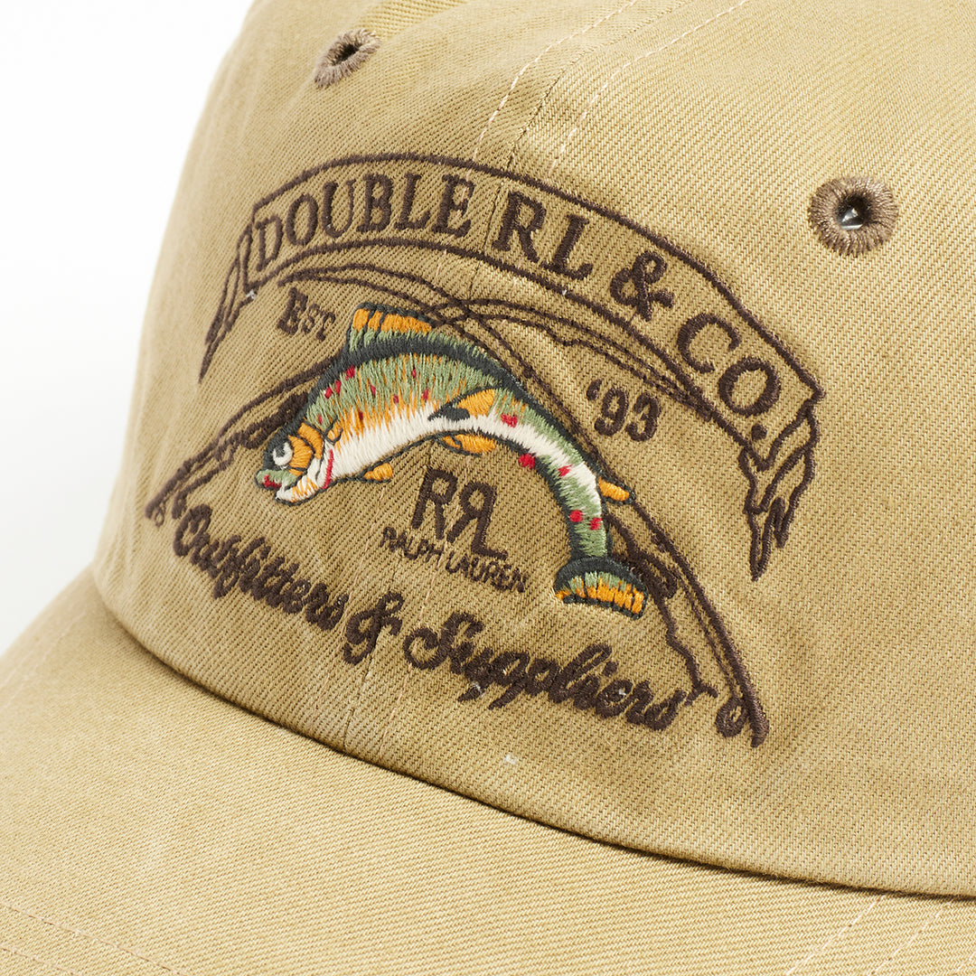 RRL by Ralph Lauren Embroidered Twill Ball Cap Khaki Menswear Yards Store