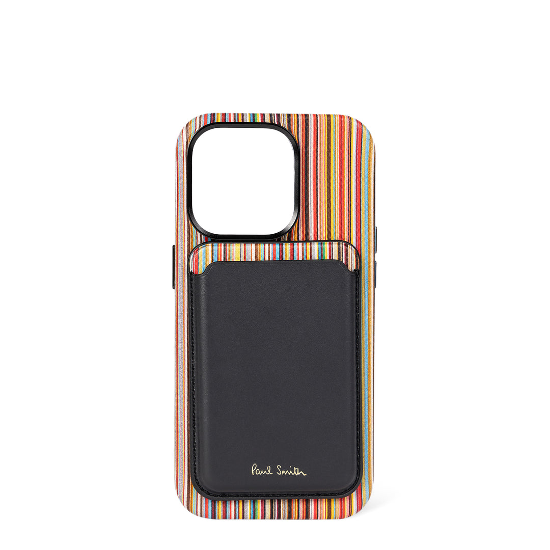 Paul Smith ブラック iPhoneケース Paul Smith iPhone MagSafe Black Leather Credit Card Case Black