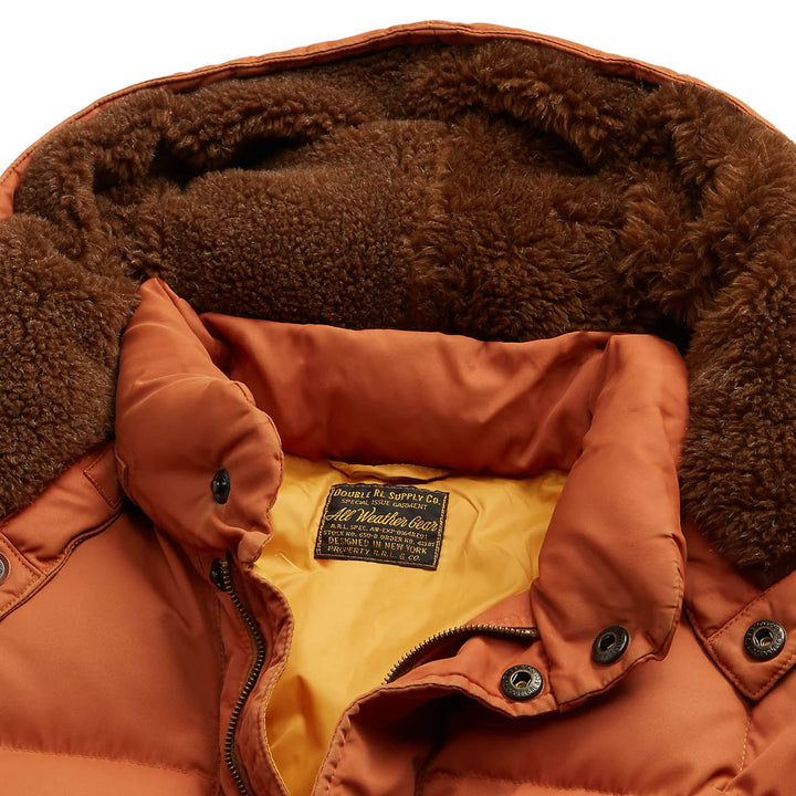 RRL by Ralph Lauren Quilted Hooded Jacket Burnt Orange Menswear Yards Store