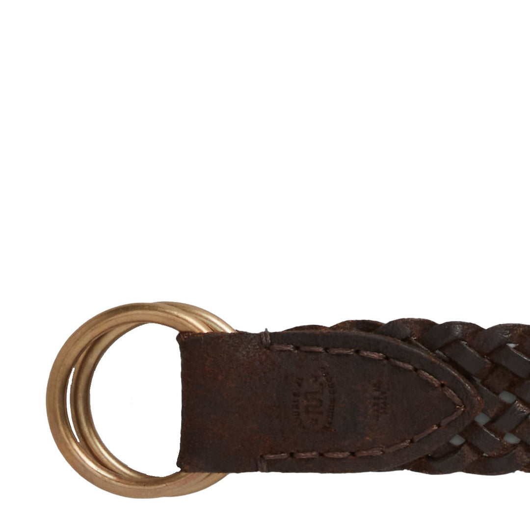 RRL by Ralph Lauren Braided Leather Belt Dark Brown | Yards Store