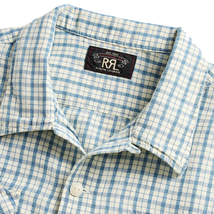 RRL by Ralph Lauren Checked Cotton-Linen Camp Shirt RL-710 Indigo