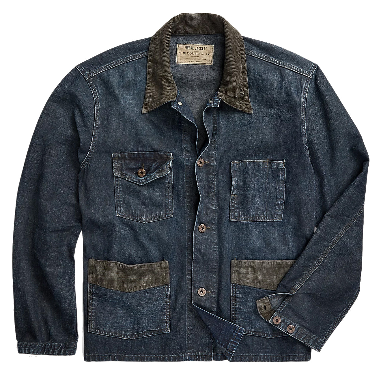 RRL by Ralph Lauren Corduroy-Trim Indigo Denim Shirt Jacket RRL by Ralph Lauren Corduroy-Trim Indigo Denim Shirt Jacket