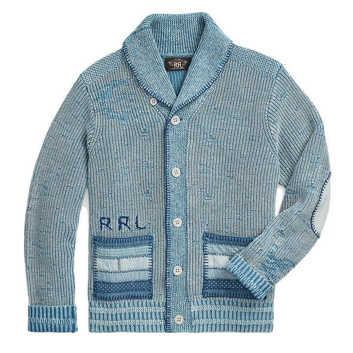 RRL by Ralph Lauren Cotton Linen Cardigan Light Indigo Menswear Yards Store