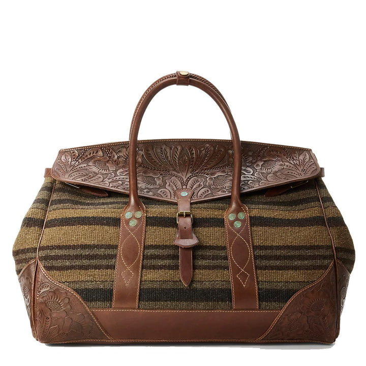 RRL by Ralph Lauren Handwoven Jacquard Overnight Bag Grey / Brown 
