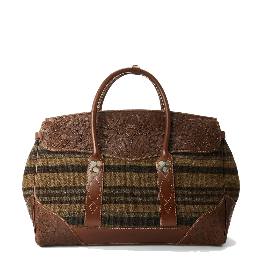 RRLクラシック ノベルティバッグ Leather-Trim Indigo Denim Duffel