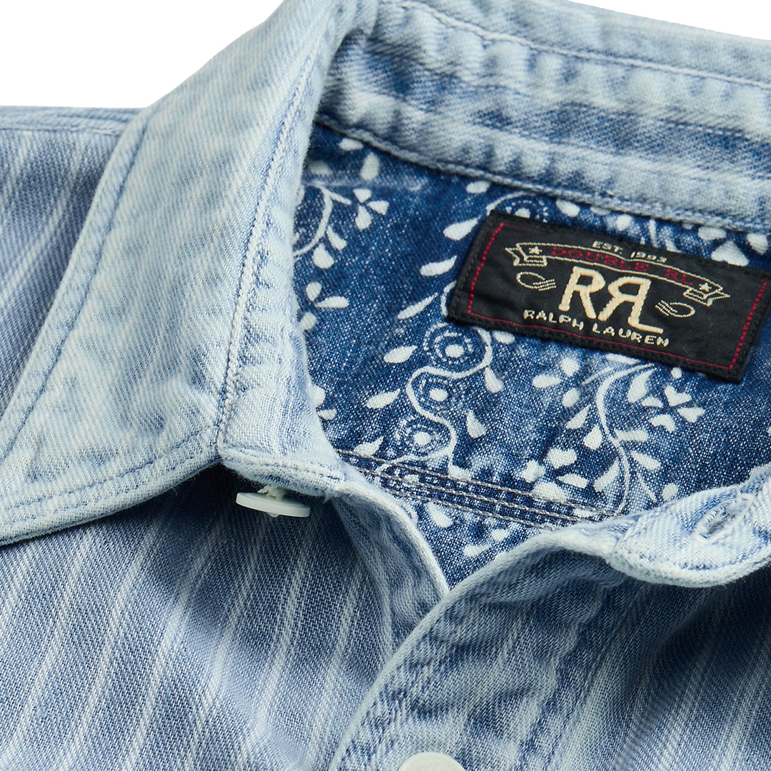 トップス RRL denim shirt stripe ralph lauren Double RL Indigo Striped Double Face Work Shirt - DeeCee style