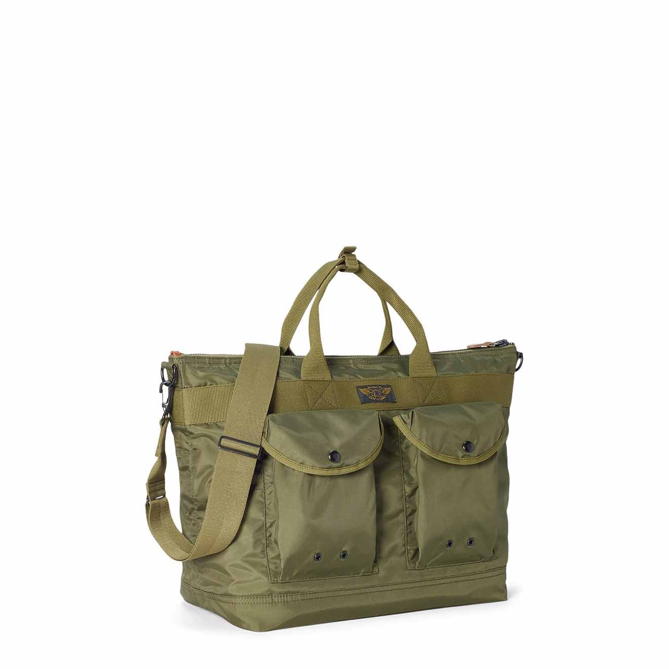 RRL by Ralph Lauren Nylon Canvas Utility Messenger Bag Olive Drab Yards Store