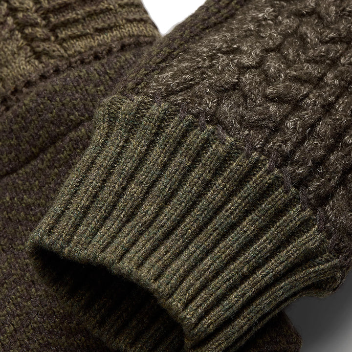 RRL by Ralph Lauren Patchwork Wool-Blend Shawl Cardigan Olive