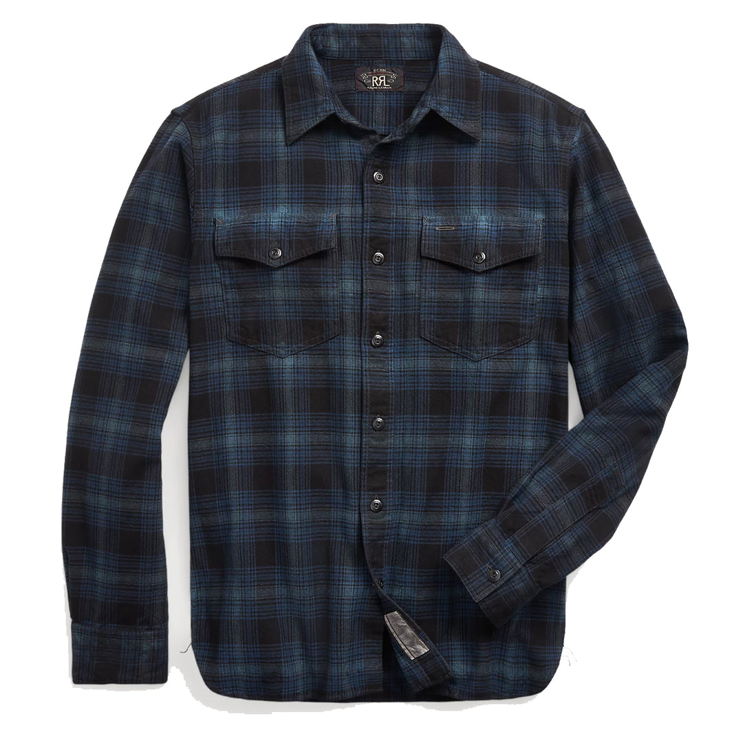 RRL Plaid Canvas Workshirt Blue/Black美品 RRLbyRalphLaurenPlaidCanvasWor