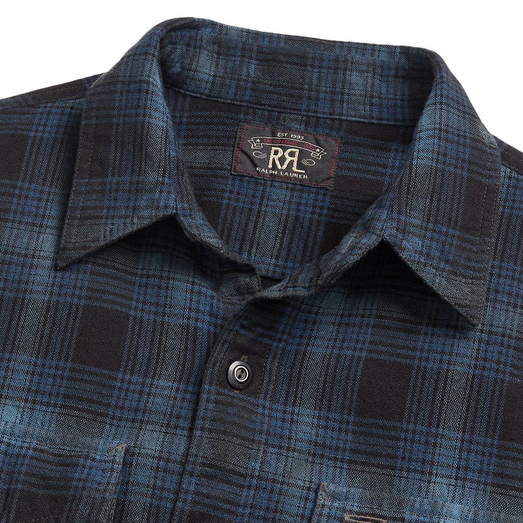RRL Plaid Canvas Workshirt Blue/Black美品 RRL by Ralph Lauren Plaid Canvas Workshirt Blue / Black | Yards Store