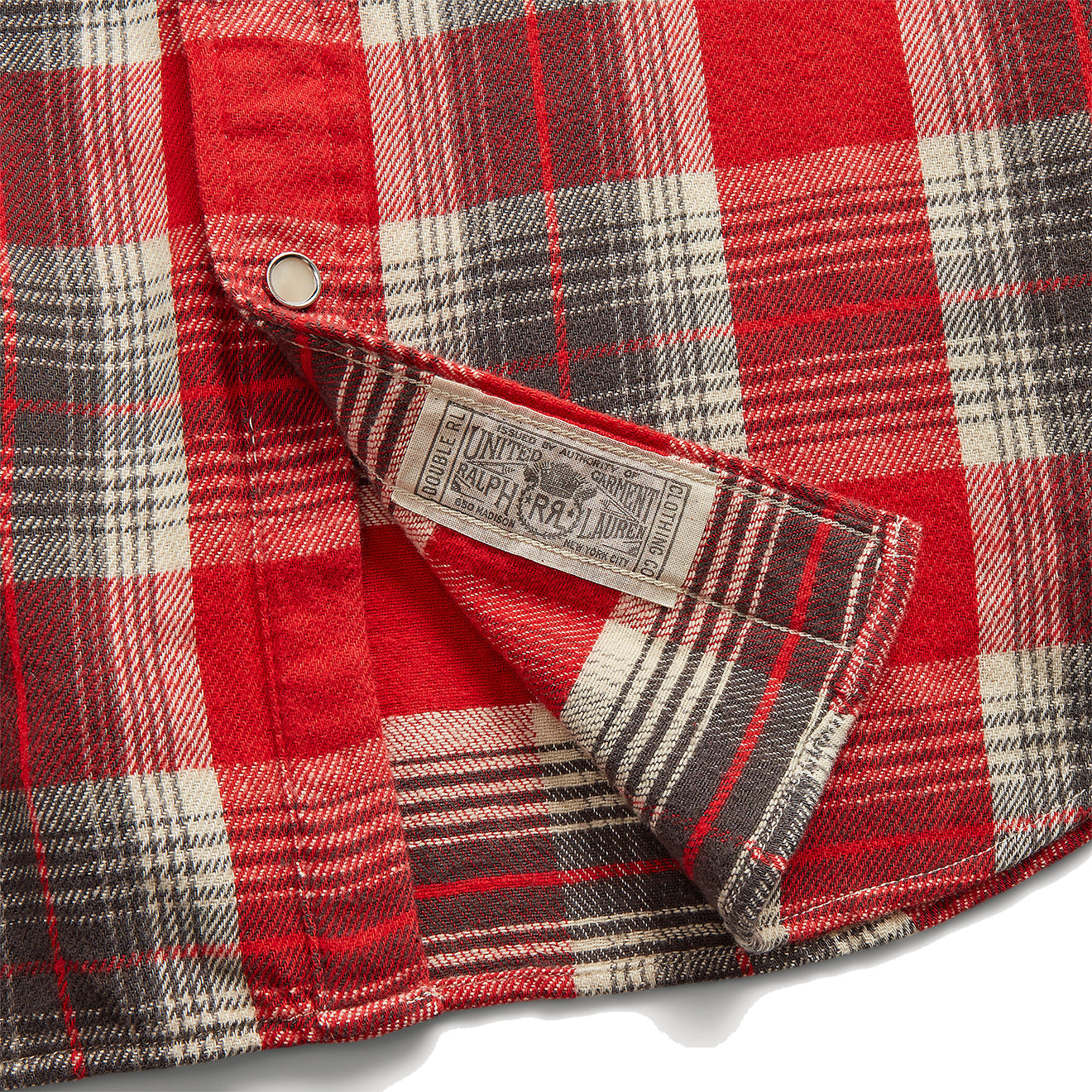 RRL by Ralph Lauren Slim Fit Plaid Twill Western Shirt Red Grey
