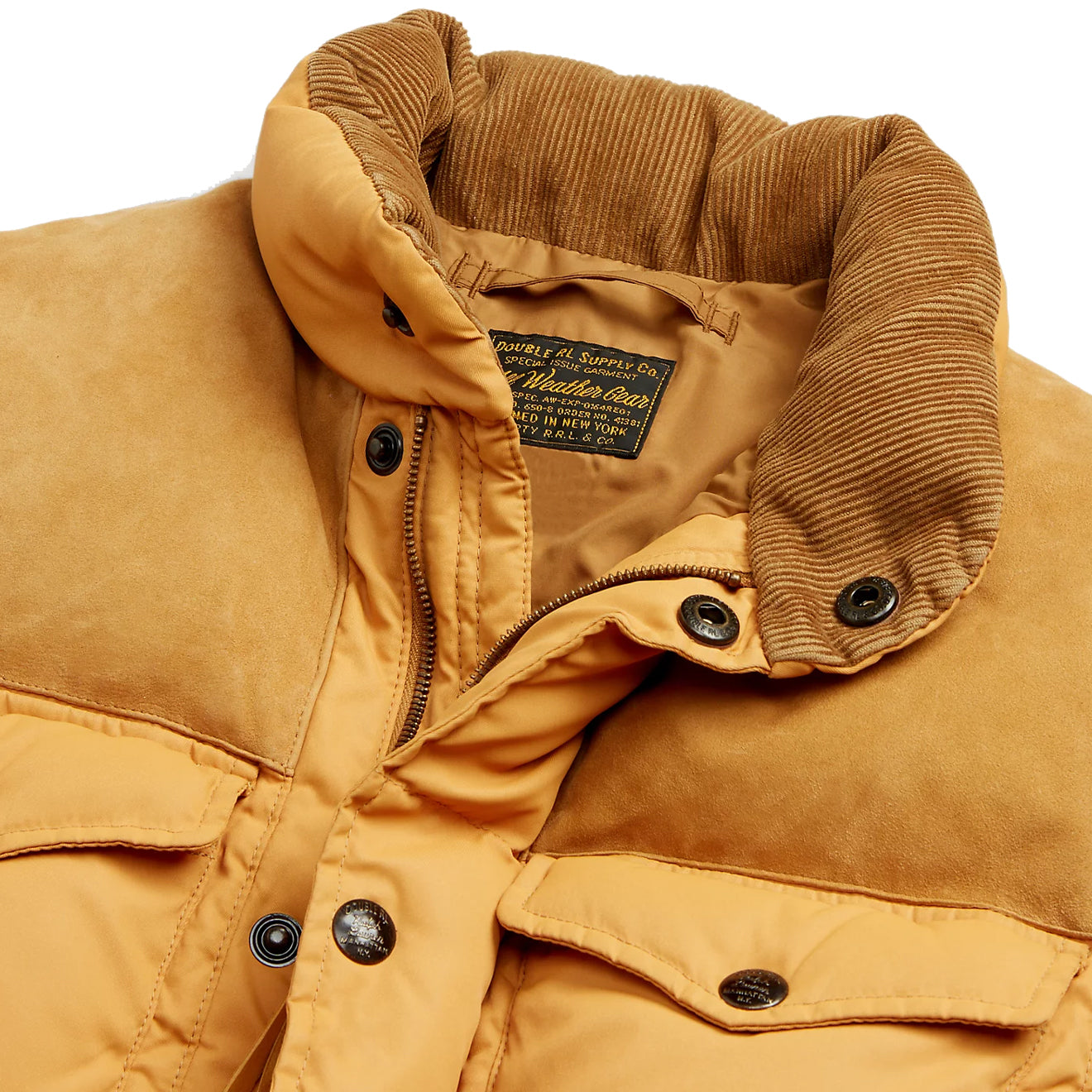 RRL by Ralph Lauren Suede-Yoke Quilted Gilet Mountain Yellow - Yards ...