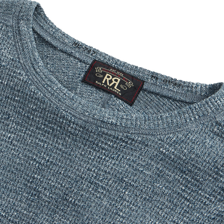 RRL by Ralph Lauren Waffle Knit Crewneck Blue Heather Menswear Yards Store