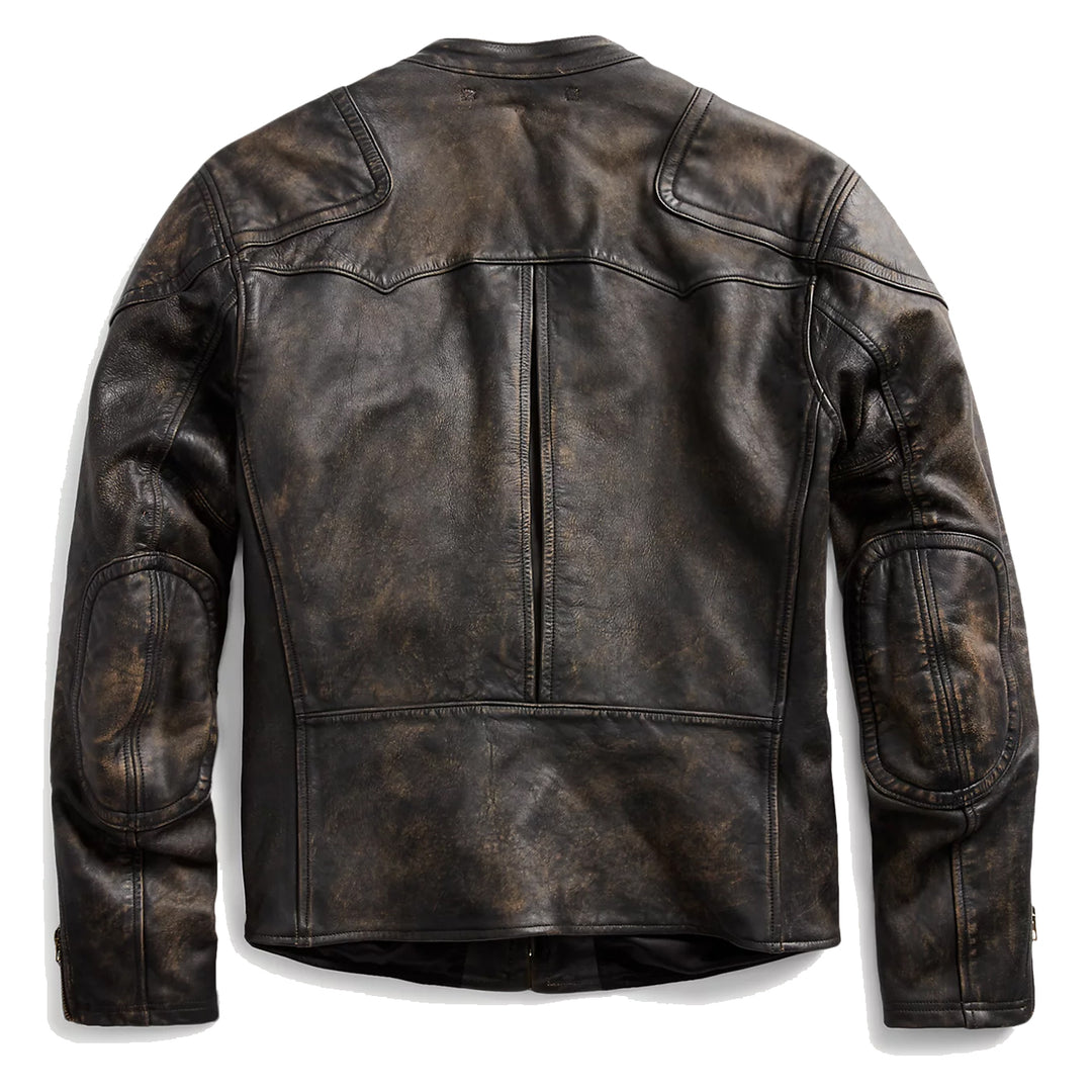 【極美品】RRL Slim Fit Leather Moto Jacket M RRL by Ralph Lauren Slim Fit Leather Moto Jacket Black | Yards Store