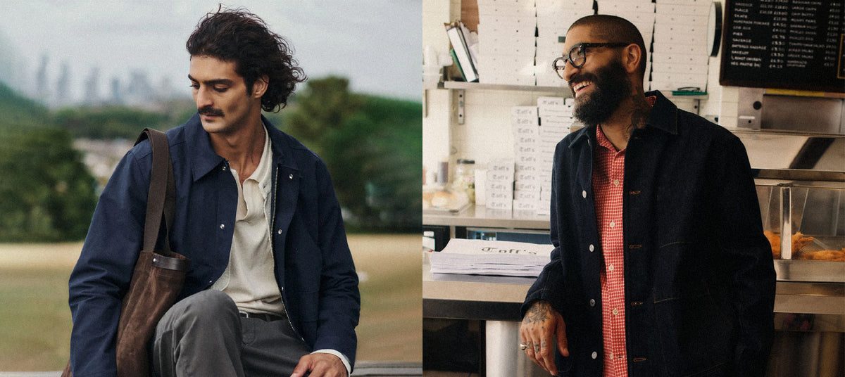 Two men, one outdoors and one indoors, wearing similar NN.07 jackets.