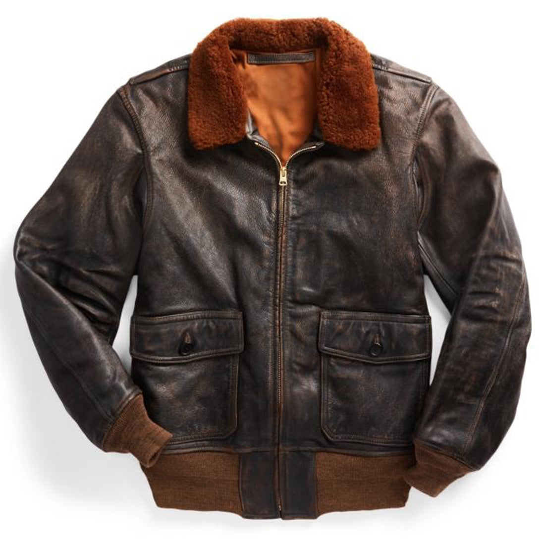 RRL by Ralph Lauren Shearling Leather Jacket Black / Brown | Yards ...