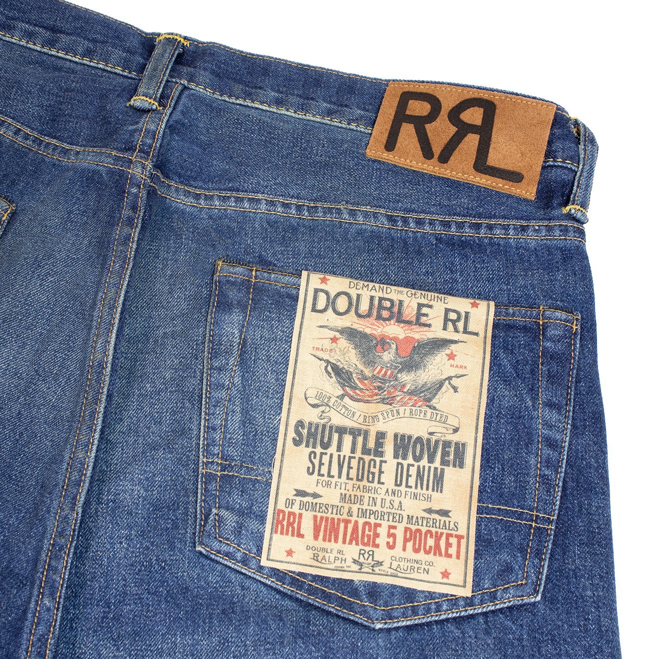 RRL by Ralph Lauren Vintage Selvedge 5 pocket Denim Blue | Yards Store