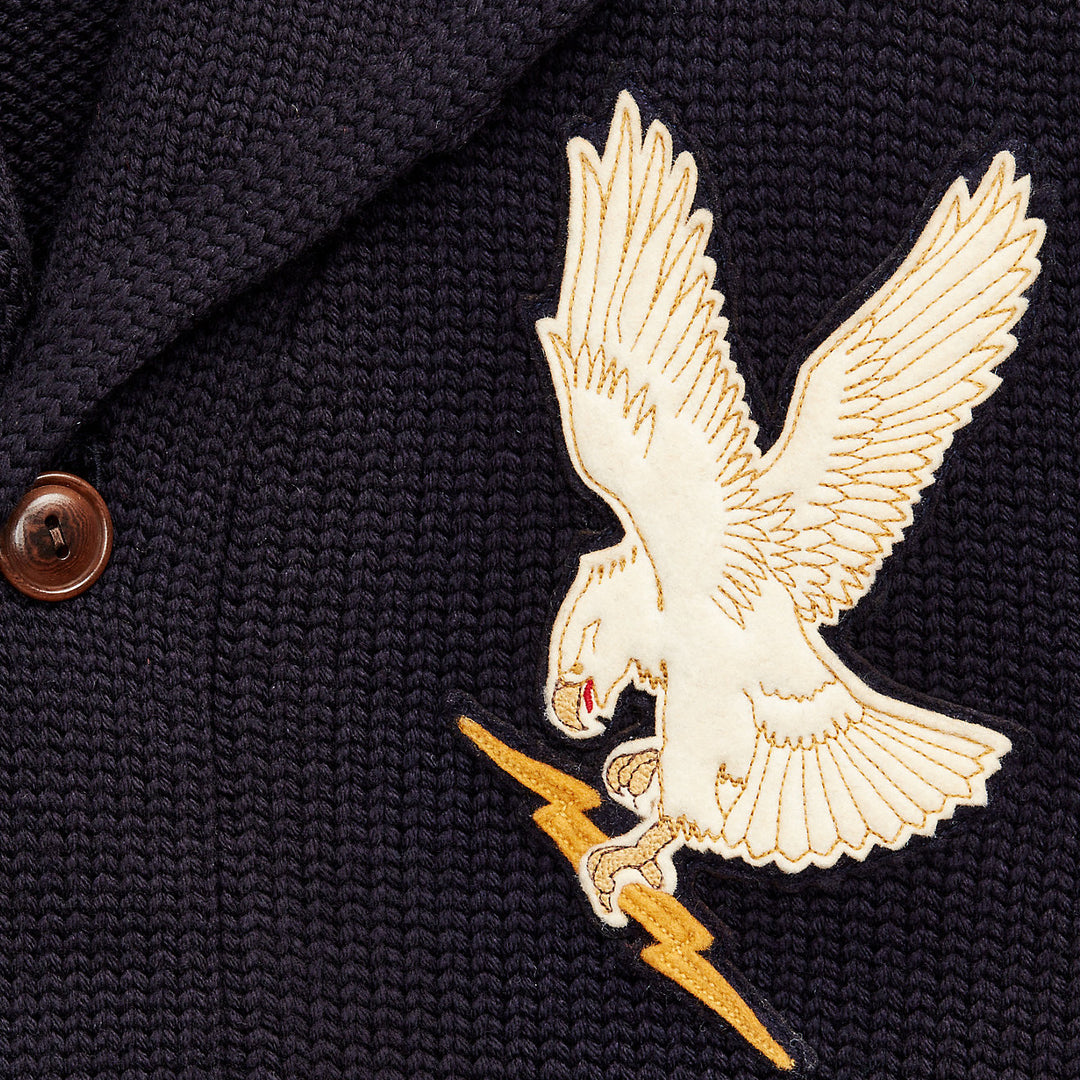 RRL by Ralph Lauren Appliqued Wool Cardigan Navy | Yards Store RRL by Ralph Lauren Appliqued Wool Cardigan Navy | Yards Store