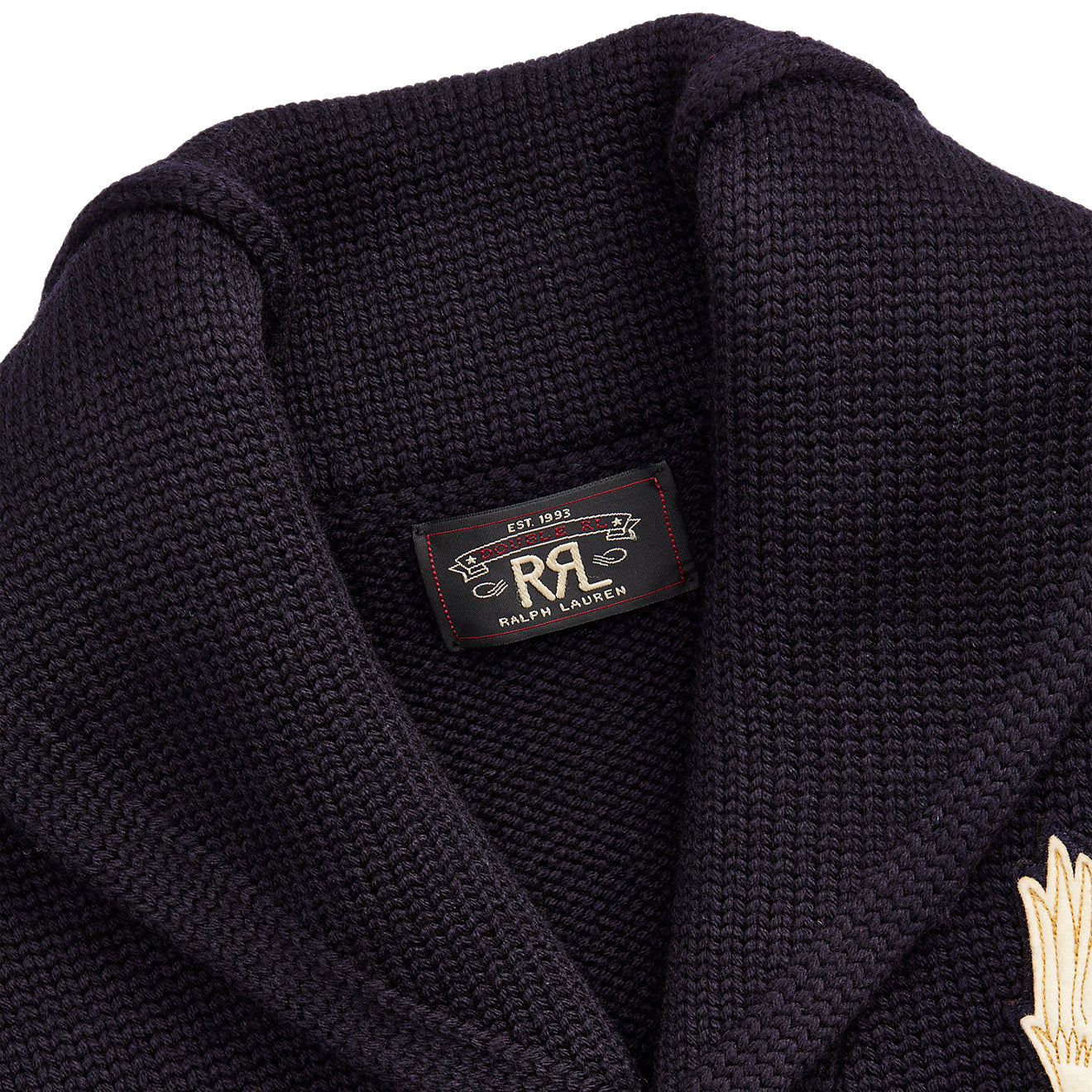 RRL by Ralph Lauren Appliqued Wool Cardigan Navy - – Yards Store