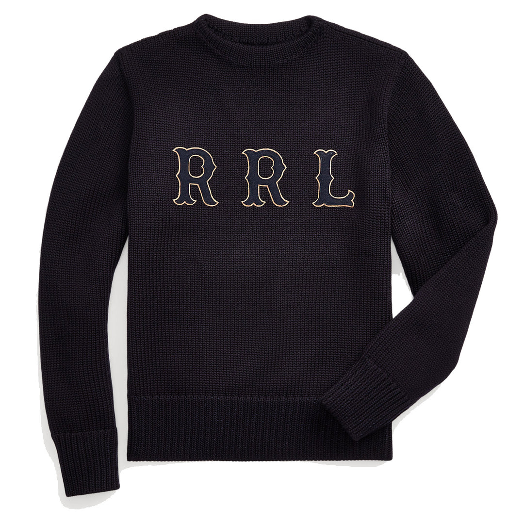 RRL by Ralph Lauren Appliqued Wool Jumper Navy Menswear Yards Yards Store