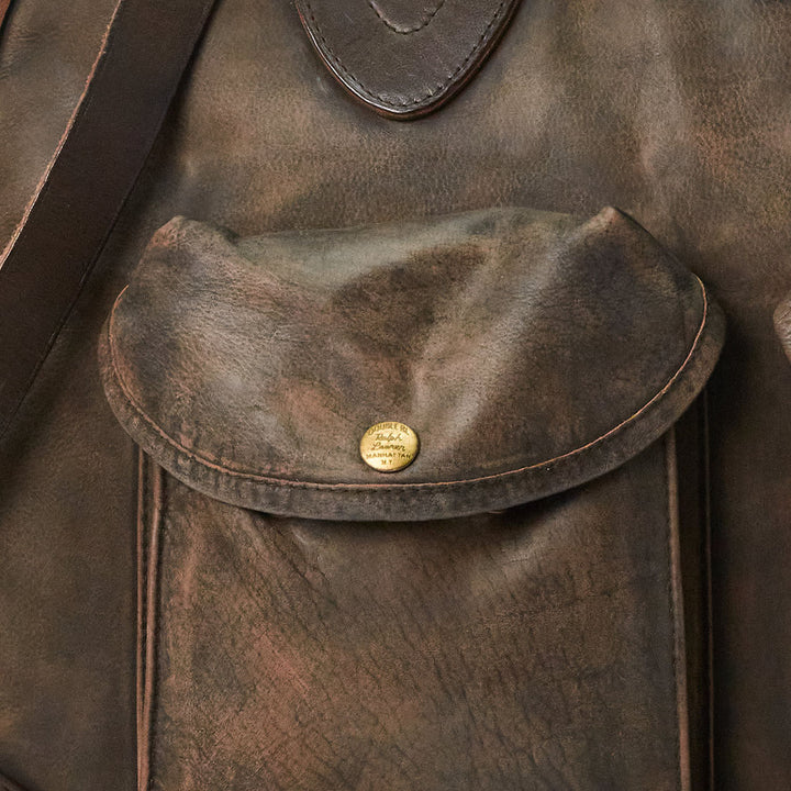 RRL by Ralph Lauren Leather Duffel Black Over Brown | Yards Store