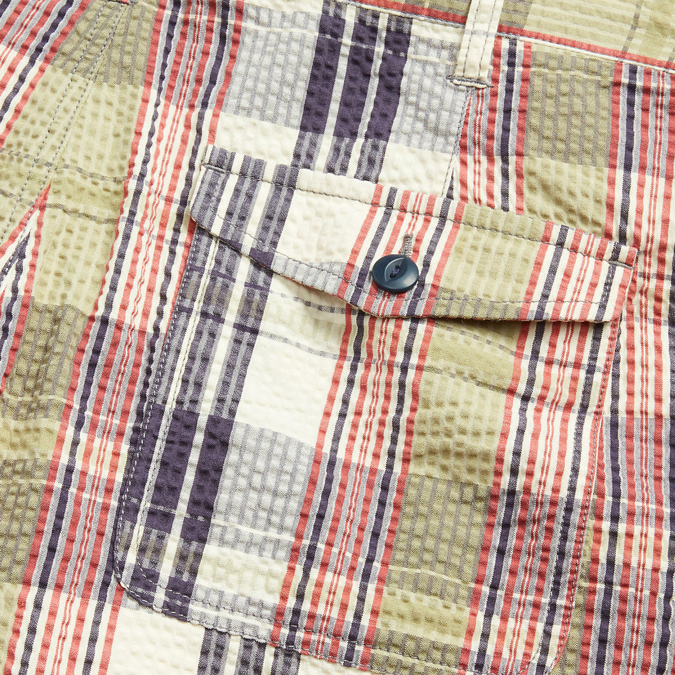 RRL by Ralph Lauren Officer Seersucker Madras Short Multi Blue | Yards ...