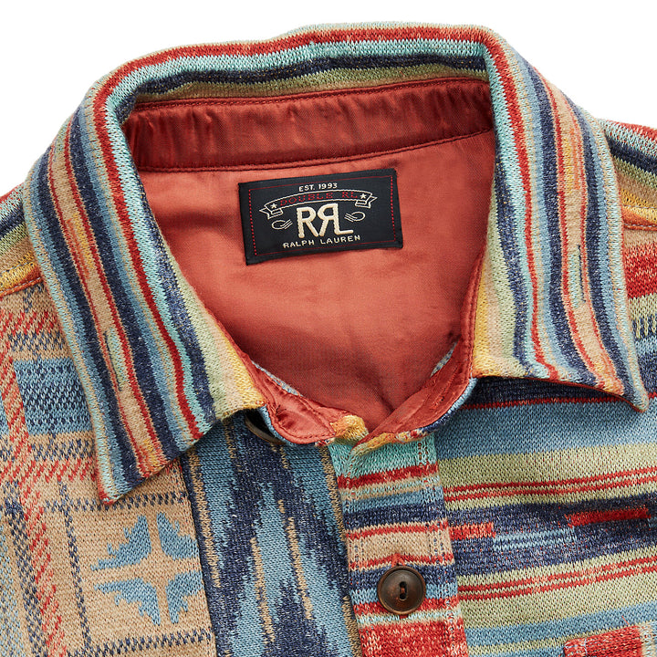 RRL by Ralph Lauren Patchwork Workshirt Jumper Rust Multi RRL by Ralph Lauren Patchwork Workshirt Jumper Rust Multi