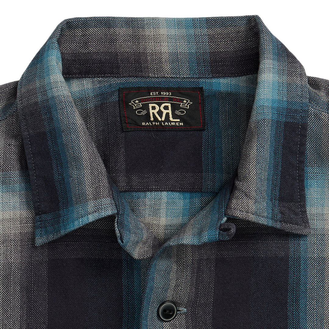 RRL by Ralph Lauren Plaid Jaspe Twill Camp Workshirt Black RRL by Ralph Lauren Plaid Jaspe Twill Camp Workshirt Black