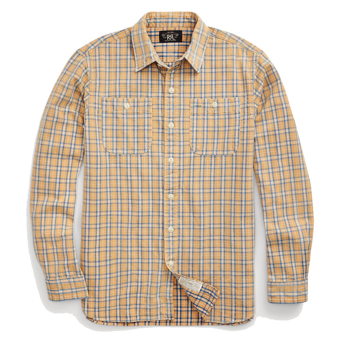 RRL by Ralph Lauren Plaid Woven Workshirt Tan / Indigo | Yards Store