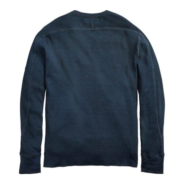RRL by Ralph Lauren Jacquard Knit Crew Neck L S T Shirt Rinsed Blue Yards Store